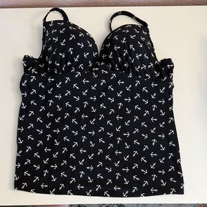 Torrid Black Anchor Print Tankini Top